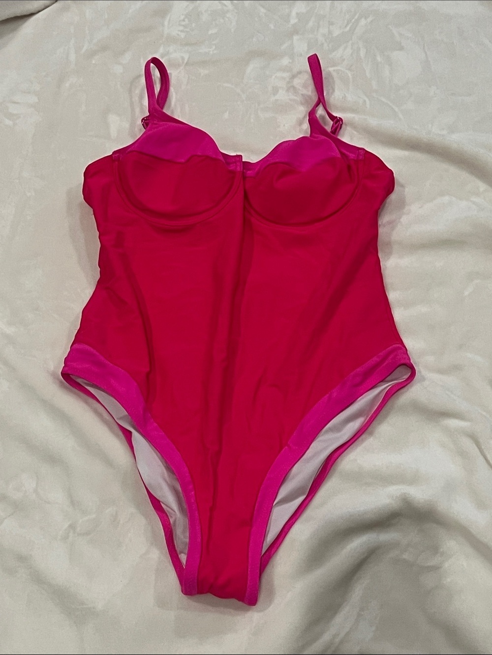 Popvil Women's Two Tone Pink One-Piece Bodysuit size Large